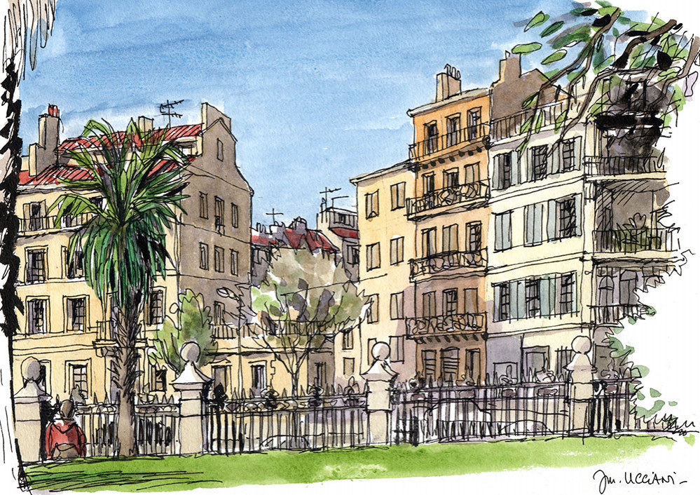 Façades autour du Palais Longchamp  à Marseille